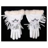Native Inuit Leather Beaded Gauntlet Gloves
