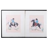 1963 Signed Original Gouache Painting Pair