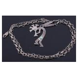 Navajo Signed Sterling Silver Kokopelli Necklace