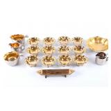 Porcelain & Gold Gilded 18 Piece China Dish Set