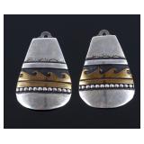 T Singer Signed Sterling & Gold Clip Back Earrings