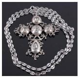 Victorian Era Silver Cross Necklace