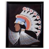 Archie Blackowl Gouache on Paper Painting, Signed