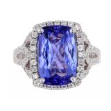 Tanzanite AAA Quality & Diamond Platinum Ring RARE