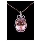 26.87ct Morganite & Diamond 14K Rose Gold Necklace