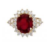 Beautiful Ruby & Diamond 14K Ring w/ Papers