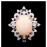 Australian Fire Opal & Diamond 14K Gold Ring