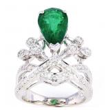 Antique Great Gatsby Emerald & Diamond Ring