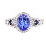 AAA Quality Tanzanite & Diamond 14K Ring