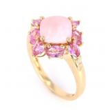 Pink Opal & Pink Spinel 14K Gold Ring