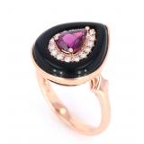 Vintage Helzberg Rhodolite & Diamond 10K Ring
