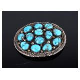 Navajo Sleeping Beauty Turquoise & Silver Pendant