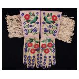 Santee Sioux Whimsical Beaded Gauntlet Gloves