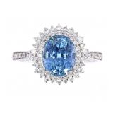 RARE Montana Sapphire & VS2 Diamond Platinum Ring