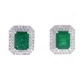Classic 4.56ct Emerald & Diamond Platinum Earrings