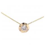 Mid Century Diamond & 14K Gold Pendant Necklace