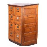 Early Industrial Quarter Sawn Oak Filing Cabinet