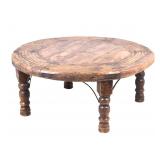 Primitive Butcher Block Wood & Wrought Iron Table