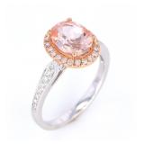 Morganite and Diamond 14K Rose and White Gold Ring