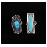 Navajo Morenci & Blue Gem Turquoise Sterling Rings
