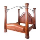 Collezione Europa Burl & Leather Four-Poster Bed
