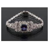 Art Deco Tanzanite & Diamond 14K Gold Bracelet