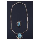 Navajo 12k Gold Fill & Turquoise Necklace & Ring