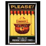 Smokey Bear U.S. Forest Service Porcelain Sign