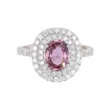 Purplish Pink Sapphire & Diamond 18K Ring