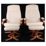 20th C. Italian White Leather Reader Chairs