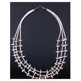 Navajo Carved Mother of Pearl Bird Effigy Necklace