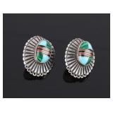 Navajo Sterling Mosaic Inlay Earrings