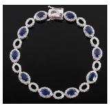 Royal Blue Sapphire & Diamond Platinum Bracelet