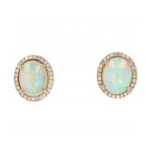 Ethiopian Opal & Diamond 14K Stud Earrings