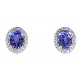 Gorgeous Tanzanite & Diamond 14K Stud Earrings