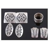 T. Singer Sterling Earrings, Ring & Watch Band