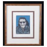 Fritz Scholder Framed Self Portrait Lithograph