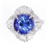 AAA Quality Tanzanite & VVS2 Diamond Platinum Ring