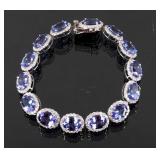 24.92ct Tanzanite & 3.51ct Diamond 14K Bracelet