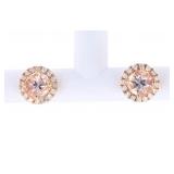 Morganite and Diamond 14K Rose Gold Stud Earrings