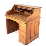 Quarter Sawn Oak Roll Top Secretary Desk C. 1900