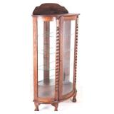 Carved Ornate Barley Twist Glass Curio Cabinet