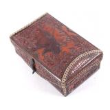 Hand Tooled Leather & Turquoise Gemstone Box