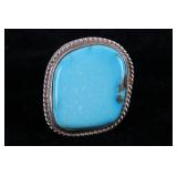 Navajo Large Sleeping Beauty Turquoise Silver Ring