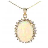 Lightning Ridge Opal & Diamond 14K Gold Necklace