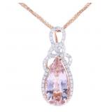 RARE Morganite & Diamond 14K Rose Gold Necklace