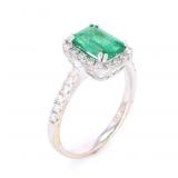 Beautiful Emerald & Diamond Antique Style 18K Ring