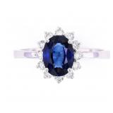 Vintage Dark Blue Sapphire & Diamond 14K Gold Ring