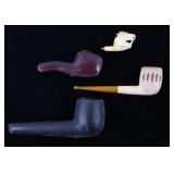 Hand Carved Meerschaum French Cased Pipes