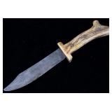 Northern Plains Elk Horn Bowie Knife 19th Century